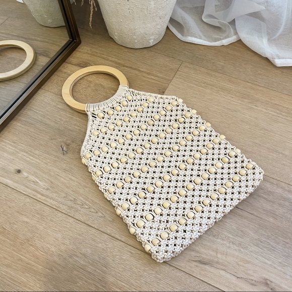 LAST2 • Cabo Ready Beaded Wooden Tote Handbag - Picture 3 of 14